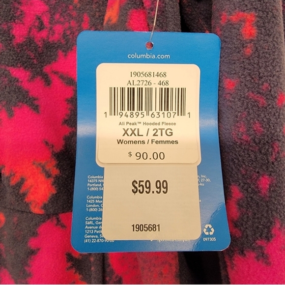 Columbia Ali Peak Fleece Multicolor Pullover Hoodie with Pockets - Picture 7 of 7